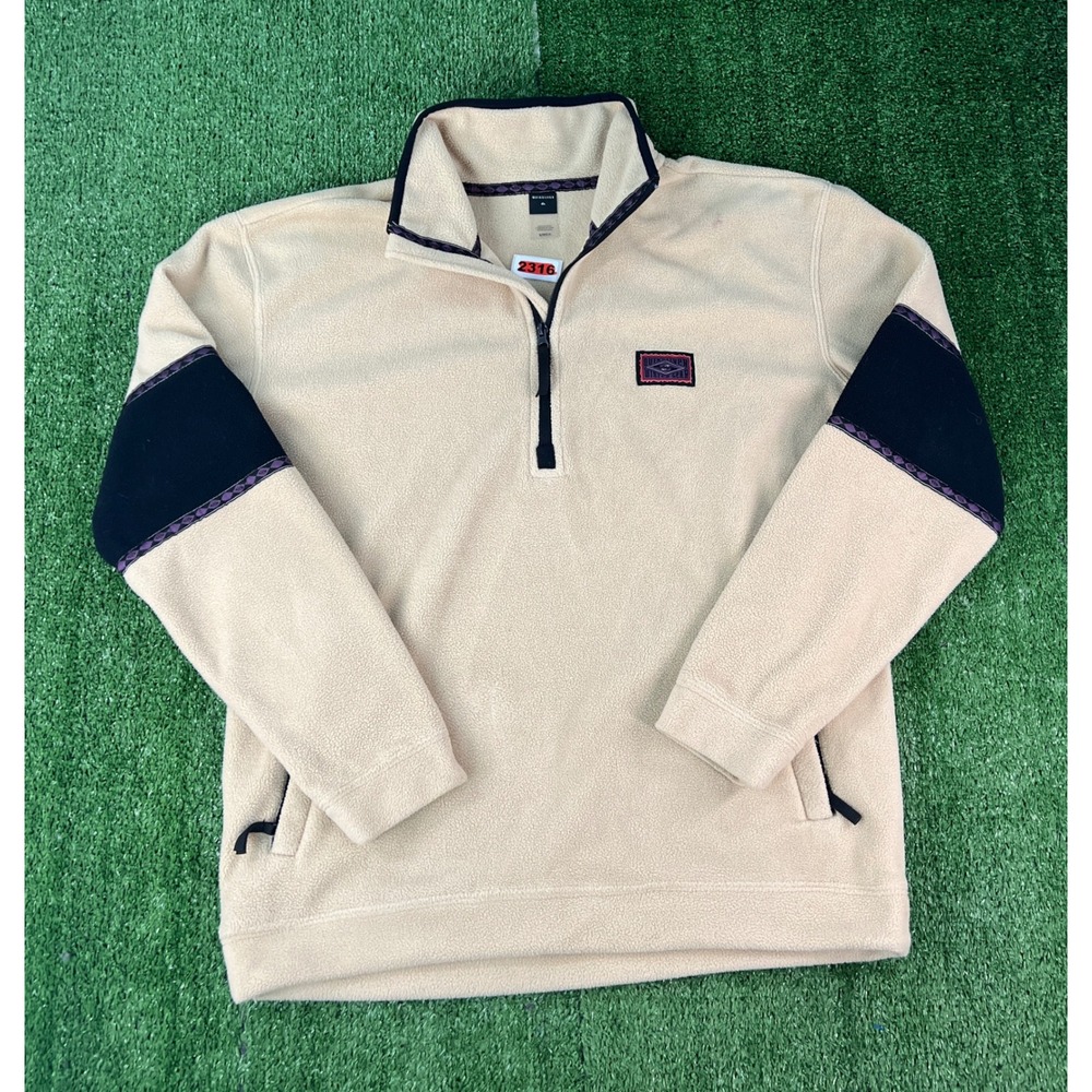 Quiksilver Winter Gear Mens S/M Beige Quarter Zip Fleece Pullover Jacket